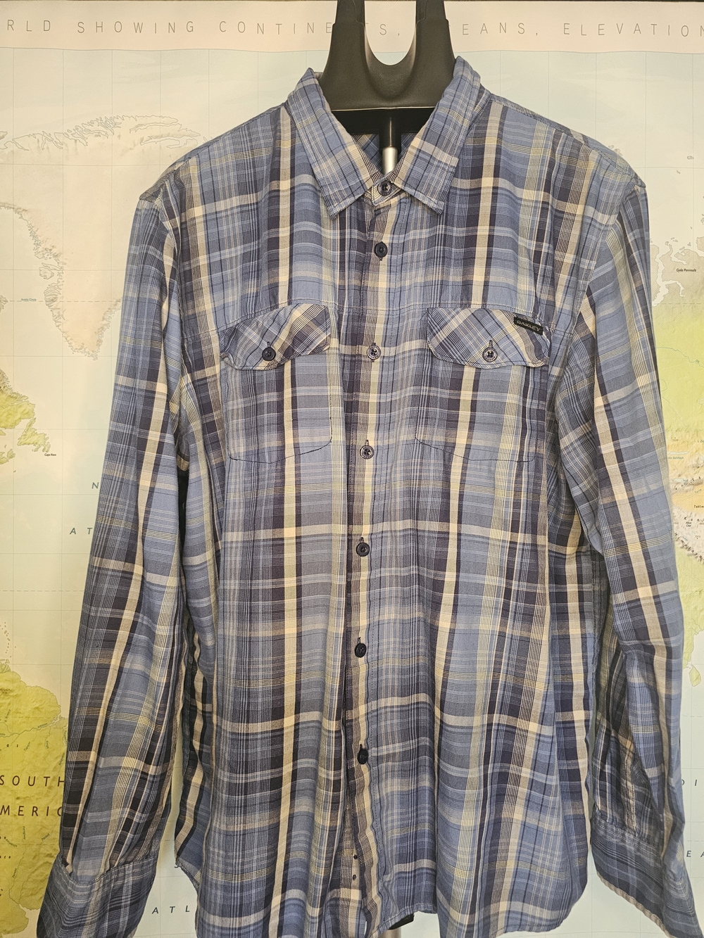 Oakley Light Blue and Navy Plaid Button-Down Shirt